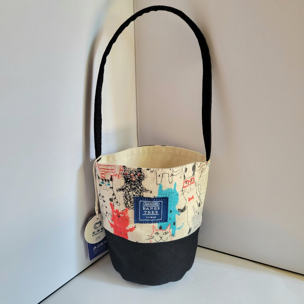 BANGSTREE 瀏海樹 Beverage Bucket Bag Cup Bottle Tumbler Carrier Taiwan Cat Canvas
